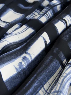 À carreaux Crème/bleu marine - Jupe maxi plissée en satin