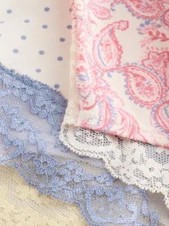 à motif cachemire - Lot de 4 culottes en coton et dentelle