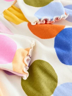 à pois arc-en-ciel - Robe côtelée à manches longues (3mois-7ans)