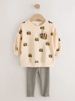 Abeille à rayures crème - Ensemble Sweatshirt et Leggings (3mths-7yrs)
