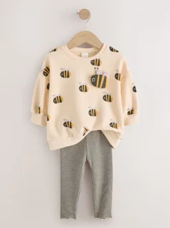 Abeille à rayures crème - Ensemble Sweatshirt et Leggings (3mths-7yrs)
