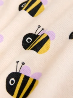 Abeille blanche écrue - T-shirt côtelé à manches courtes (3mois à7ans)