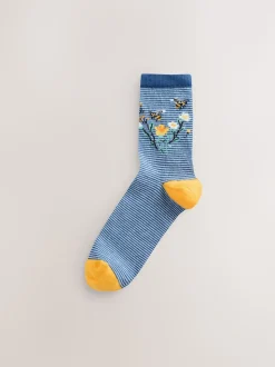 Abeille bleu marine/ocre - Paquet de chaussettes de cheville 4