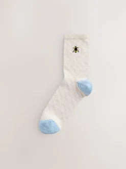 Abeille bleu marine/ocre - Paquet de chaussettes de cheville 4