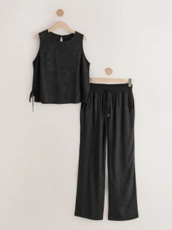 Abstrait noir - Pyjamas débardeur en viscose