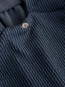 Acier Bleu Effet froissé - Maillot de bain décolleté avec contrôle de l'abdomen