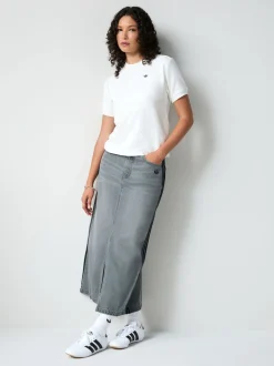 adidas Originals Jupe mi-longue en jean 100% coton à rayures Adicolour 3