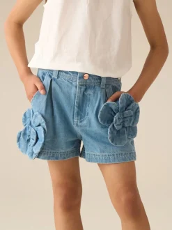 Angel & Rocket Eden Shorts 3D Flower Denim