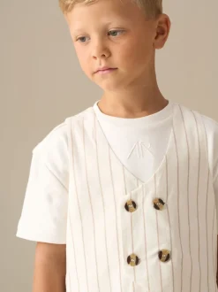 Angel & Rocket Jake Ensemble gilet à rayures double boutonnage et t-shirt