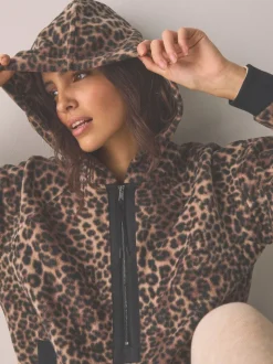 animal - Polaire en peau de mouton à demi-fermeture éclair