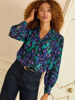 Animal bleu - Chemise Love & Roses à manches longues boutonnée