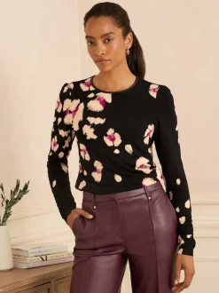 Animal de placement Noir - Love & Roses Top en jersey Manches longues