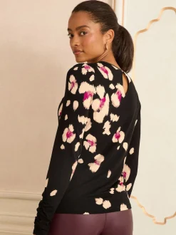 Animal de placement Noir - Love & Roses Top en jersey Manches longues