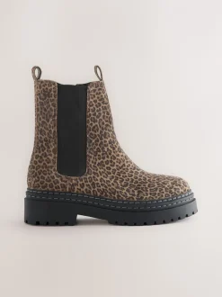 Animal Léopard Imprimé - Bottes Chelsea épaisses en cuir