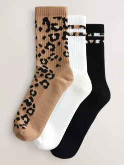 Animal rayé - Chaussettes de sport à semelles coussinées 3 Pack avec soutien de la voûte plantaire
