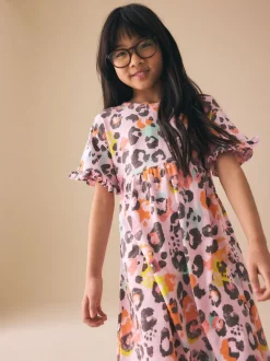 Animal rose - Manches courtes Jersey Robe (3-16yrs)