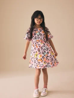 Animal rose - Manches courtes Jersey Robe (3-16yrs)