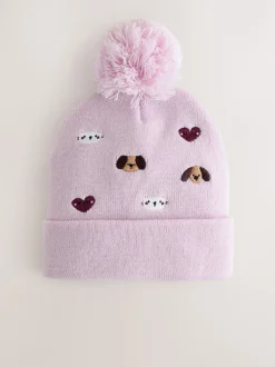 animaux de compagnie - Bonnet à pompon brodé (3mois-10ans)