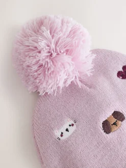 animaux de compagnie - Bonnet à pompon brodé (3mois-10ans)