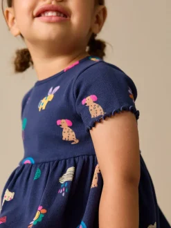 Animaux de la marine - Robe côtelée à manches courtes (3mois7ans)