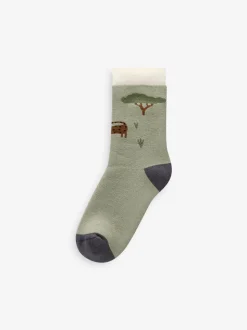 Animaux safari - Chaussettes en coton éponge riche 5 Lot