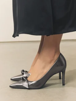 Anthracite - Chaussures de cour mi-hautes en cuir détail nœud Forever Comfort®