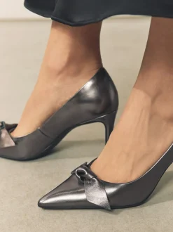 Anthracite - Chaussures de cour mi-hautes en cuir détail nœud Forever Comfort®