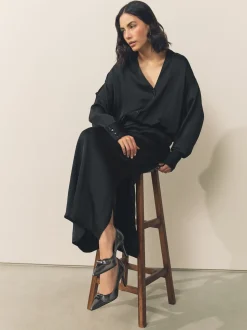 Anthracite - Chaussures de cour mi-hautes en cuir détail nœud Forever Comfort®