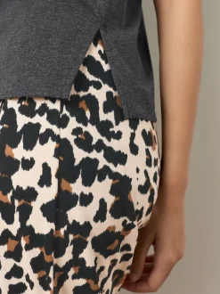 Anthracite imprimé léopard - Pyjama à manches courtes