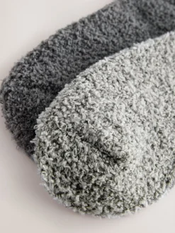 Anthracite/gris clair - Lot de 2 paires de chaussettes moelleuses