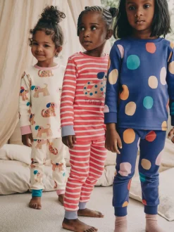 Applique de chien rouge/bleu marine - Lot de 3 pyjamas Snuggle (9mois-9ans)