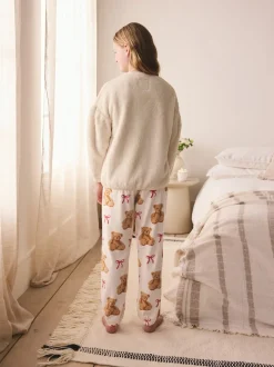 Applique ours Crème - Ensemble pyjama en polaire (12mois-16ans)