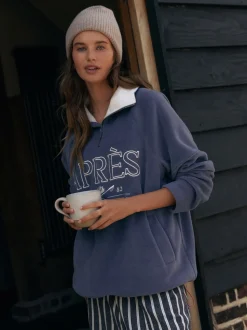 Apres bleu - Pull en polaire à demi-fermeture éclair