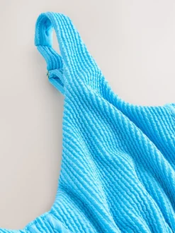 Aqua bleu froissé - Maillot de bain DD+ à armatures avec contrôle du ventre