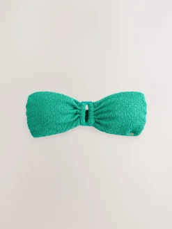 Aqua Vert Effet froissé - Haut de bikini bandeau à bordures