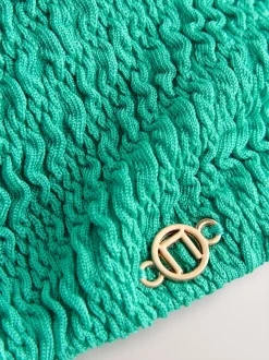 Aqua Vert Effet froissé - Haut de bikini bandeau à bordures