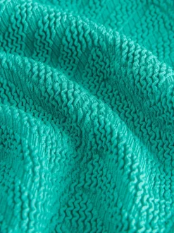 Aqua Vert Effet froissé Texturé - Maillot de bain plongeant et galbant avec contrôle du ventre