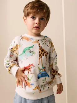 Aquarelle à animaux - Sweat imprimé All-over Col rond (3mois -7ans)
