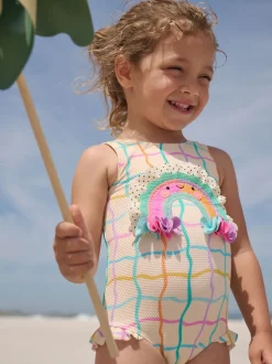 Arc-en-ciel à carreaux - Maillot de bain à franges (3mths-7yrs)