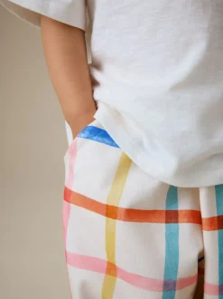 Arc-en-ciel à carreaux - Pantalon jambe Barrel (3mois-7ans)
