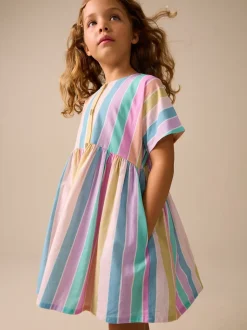 Arc-en-ciel - Robe boutonnée à Manches courtes Rayure (3-16ans)