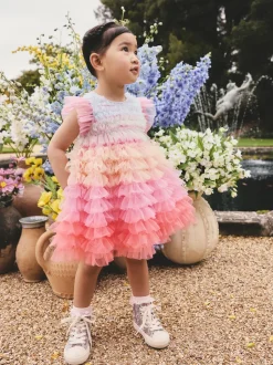 Arc-en-ciel - Robes de fête en maille à volants (3mths-8yrs)