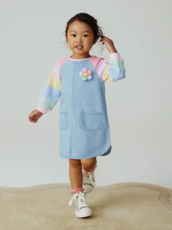 Arc-en-ciel pastel - Robe en jean raglan (3 mois-8 ans)