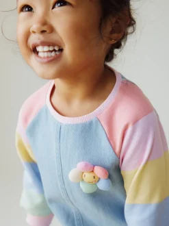 Arc-en-ciel pastel - Robe en jean raglan (3 mois-8 ans)