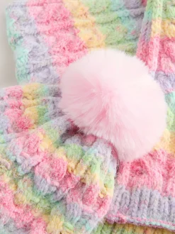 Arc-en-ciel rose - Ensemble bonnet et snood (1-13ans)