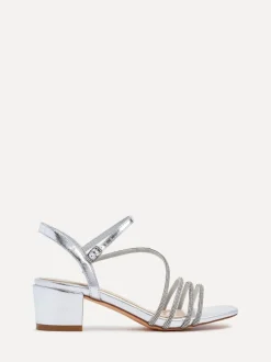 Argent - Linzi talons à lanières ornés de diamants Riri