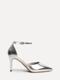Argent - Linzi Thea Closed Back Stiletto Escarpins et talons With Ankle Strap