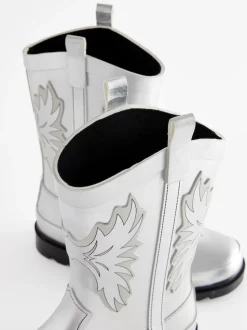 Argenté métallisé - Bottes en caoutchouc occidentales