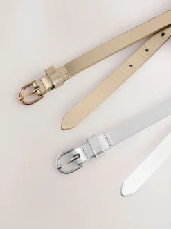Argenté/doré - Lot de ceintures skinny en PU 2