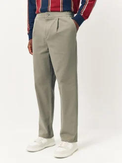 argile - Ajustement droit - Pantalons Chinos extensibles plissés avec taille élastique